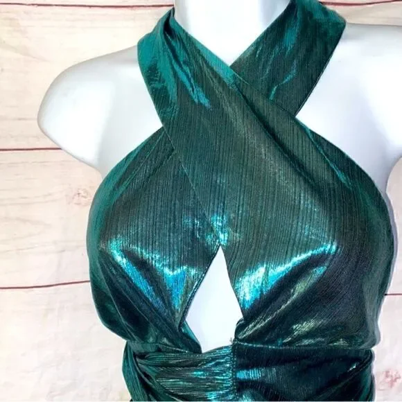 Fashion Nova Wine and Shine Metallic Top | Teal | Medium - Picture 5 of 8